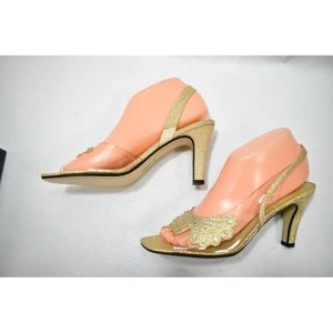 Metaphor Sasha Gold Slingback Shoes Sz 9.5